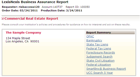 LexisNexis� Business Assurance Report